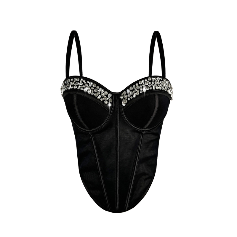 Montisha korsetski cami sling stil, uski kroj, poliester, odvojive naramenice, dizajn fishbone