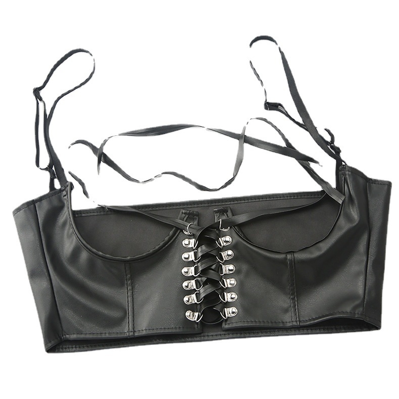 Corseu talie cu inel din oțel în formă de oase de pește – piele artificială, cataramă PU, închidere cu cârlig, lățime groasă (>4 cm)