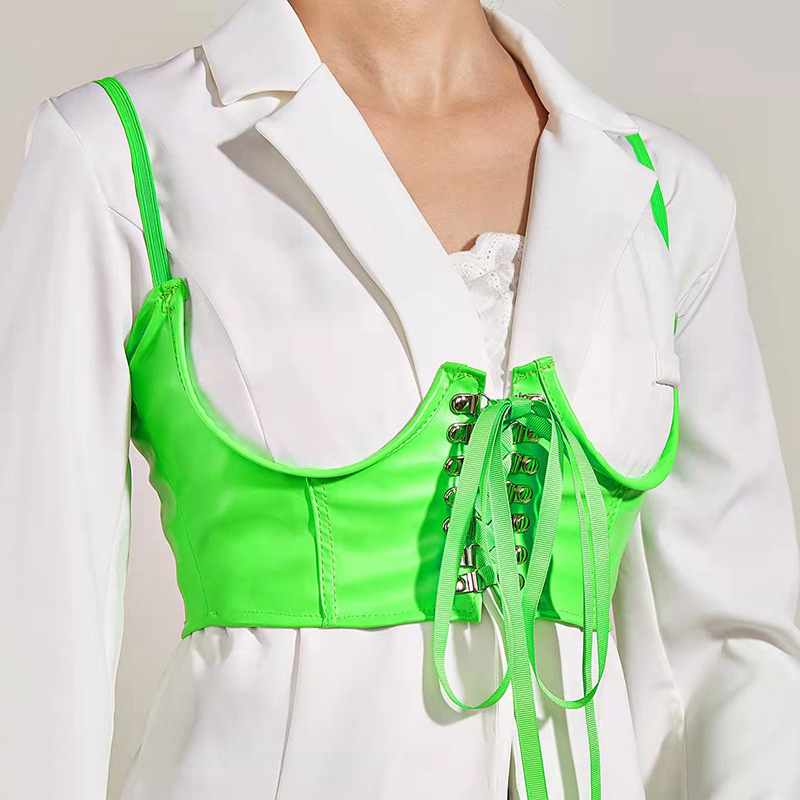 Corseu talie cu inel din oțel în formă de oase de pește – piele artificială, cataramă PU, închidere cu cârlig, lățime groasă (>4 cm)