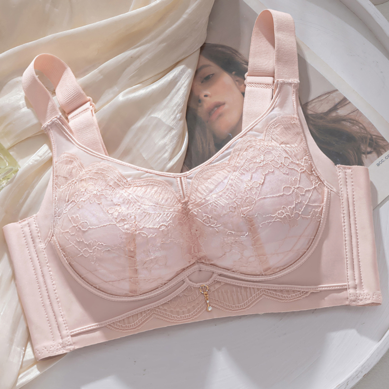 Бюстгальтер за оформяне, безжичен дизайн, пълна чашка, тънка формована чашка, закопчаване гръб четири реда куки