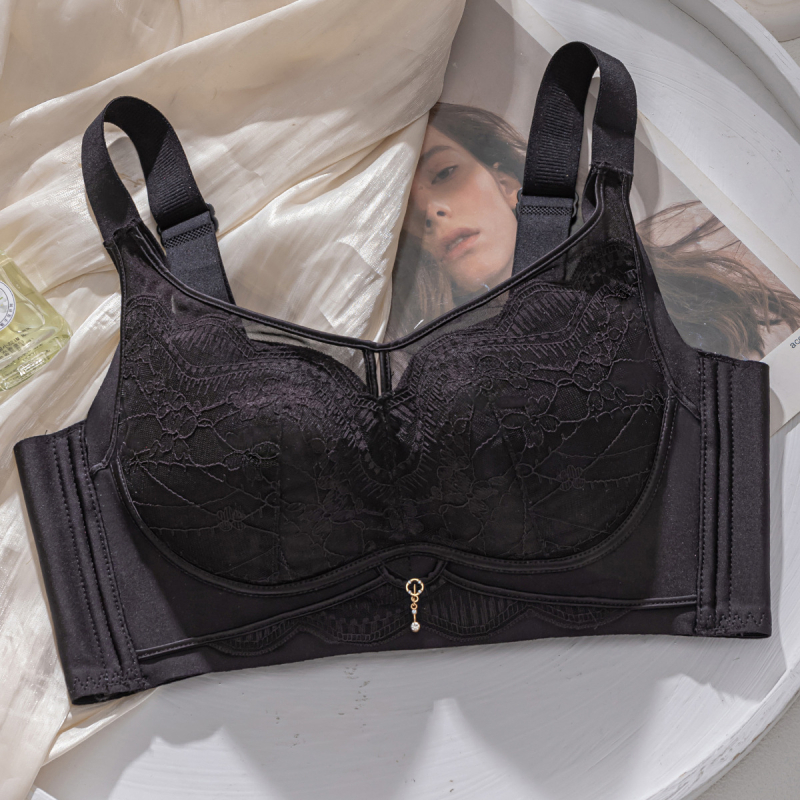 Бюстгальтер за оформяне, безжичен дизайн, пълна чашка, тънка формована чашка, закопчаване гръб четири реда куки