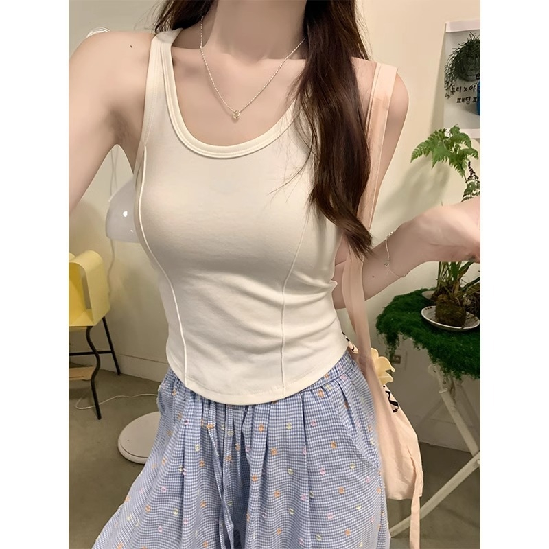 Γυναικείο τοπ χωρίς μανίκια με λαιμό U και ιμάντες sling, εφαρμοστό στη μέση, ασύμμετρο σχέδιο με ψαροκόκκαλο, κοντό μήκος, βαμβάκι‑ελαστάνη