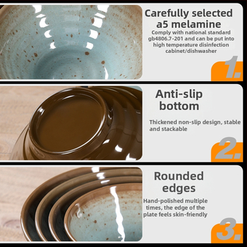 Melamiini lauanõude komplekt nelja osaga – portselanitaoline glasuurmotiiv, kaasaegne stiil, Belein bränd, kohandatav