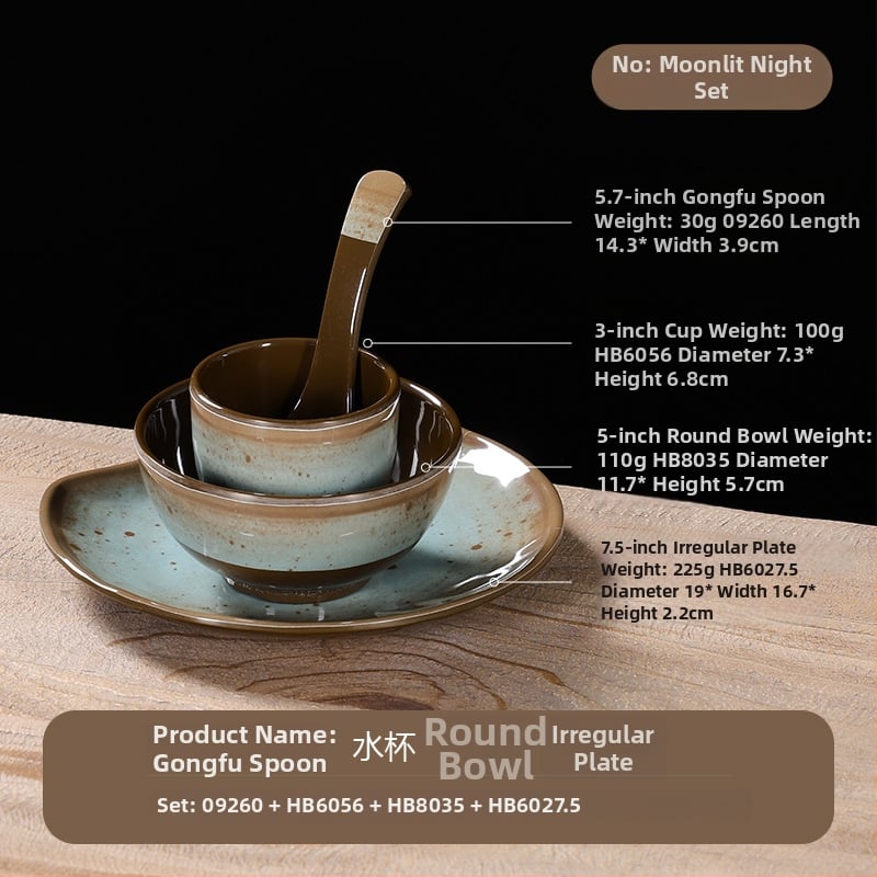 Melamiini lauanõude komplekt nelja osaga – portselanitaoline glasuurmotiiv, kaasaegne stiil, Belein bränd, kohandatav