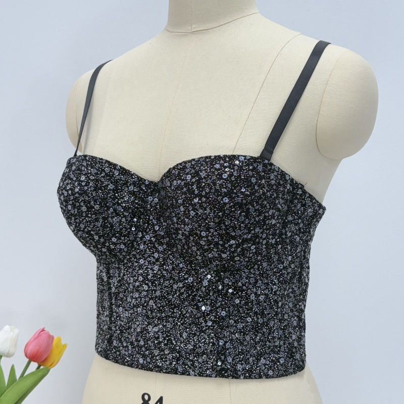 Freya Slim-Fit Top s Pajetama Fishbone Corset, Tube Top, Uklonjive Trake