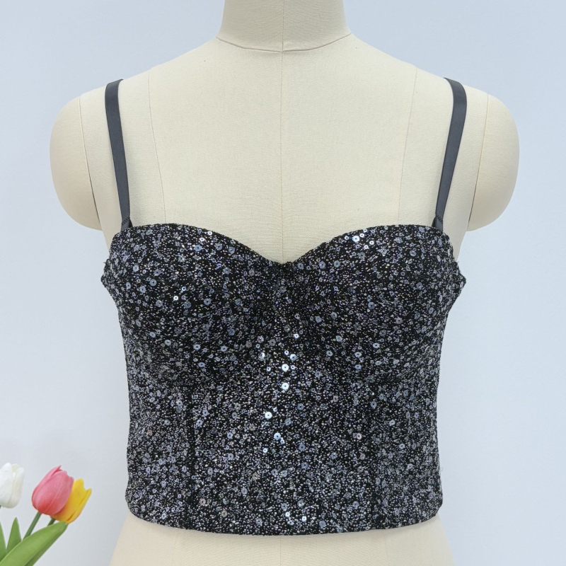 Freya Slim-Fit Top s Pajetama Fishbone Corset, Tube Top, Uklonjive Trake