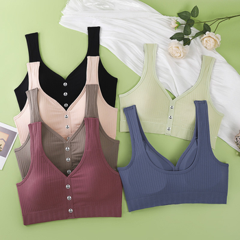 Безжичен спортен сутиен-жилетка, нейлонов основен плат, чашка 3/4 със средна формовка, презрамки фиксирани двойни