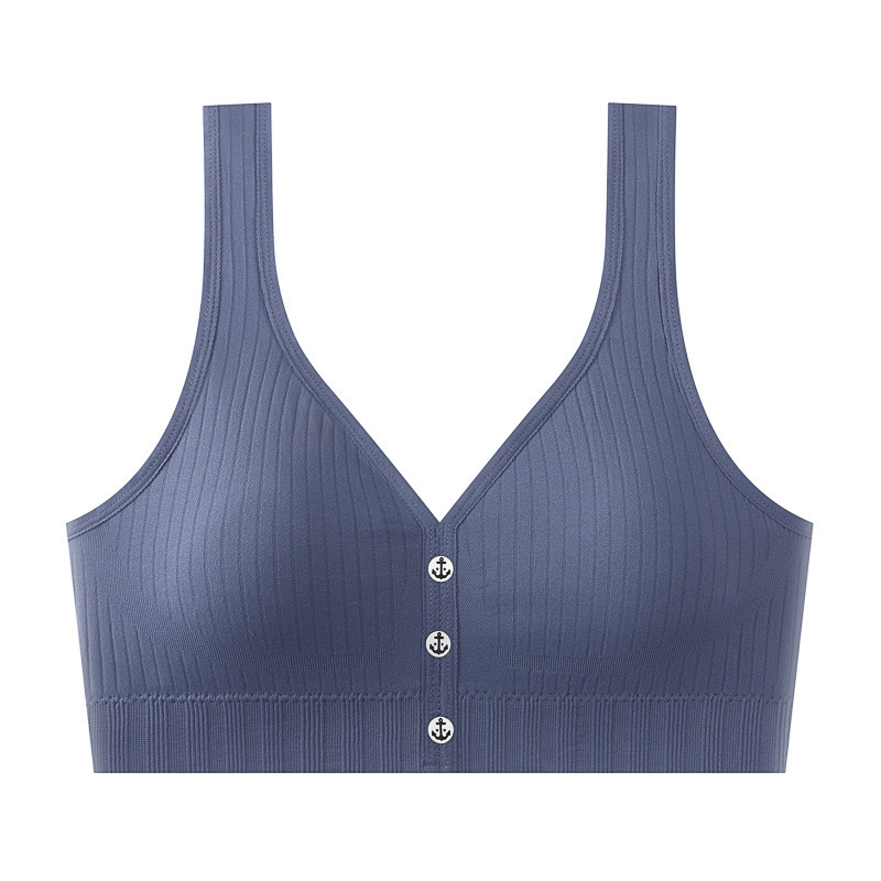 Безжичен спортен сутиен-жилетка, нейлонов основен плат, чашка 3/4 със средна формовка, презрамки фиксирани двойни