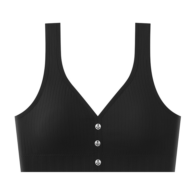 Безжичен спортен сутиен-жилетка, нейлонов основен плат, чашка 3/4 със средна формовка, презрамки фиксирани двойни