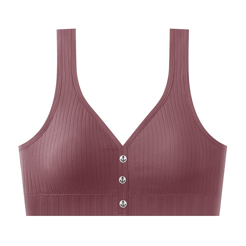 Безжичен спортен сутиен-жилетка, нейлонов основен плат, чашка 3/4 със средна формовка, презрамки фиксирани двойни