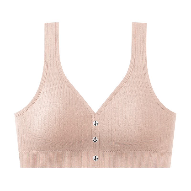 Безжичен спортен сутиен-жилетка, нейлонов основен плат, чашка 3/4 със средна формовка, презрамки фиксирани двойни