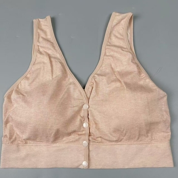 Dojančios liemenėlė be siūlių, priekiniame užsegime sagtys, vest stiliaus, fiksuoti puodeliai, nailono audinys