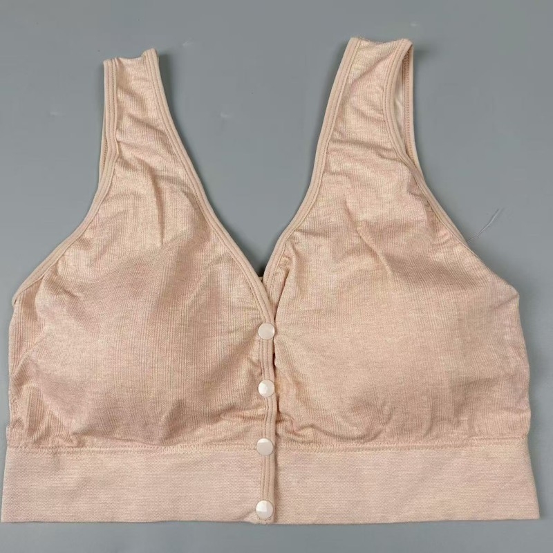 Dojančios liemenėlė be siūlių, priekiniame užsegime sagtys, vest stiliaus, fiksuoti puodeliai, nailono audinys