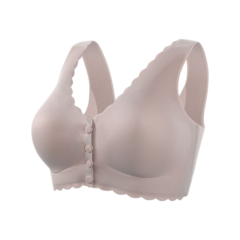 Žindymo liemenėlė su priekinio užsegimo; nailono audinys; fiksuotos dvigubos petnešos; ploni formuoti kaušeliai; skirta po gimdymo.