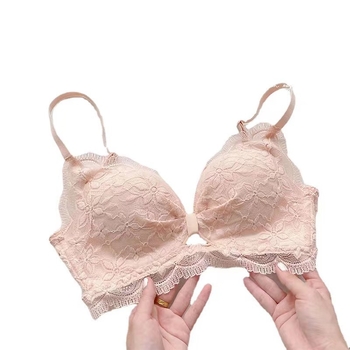 Seksi francuski čipkasti grudnjak za male grudi, bežični, podizanje i oblikovanje, prozračan i udoban