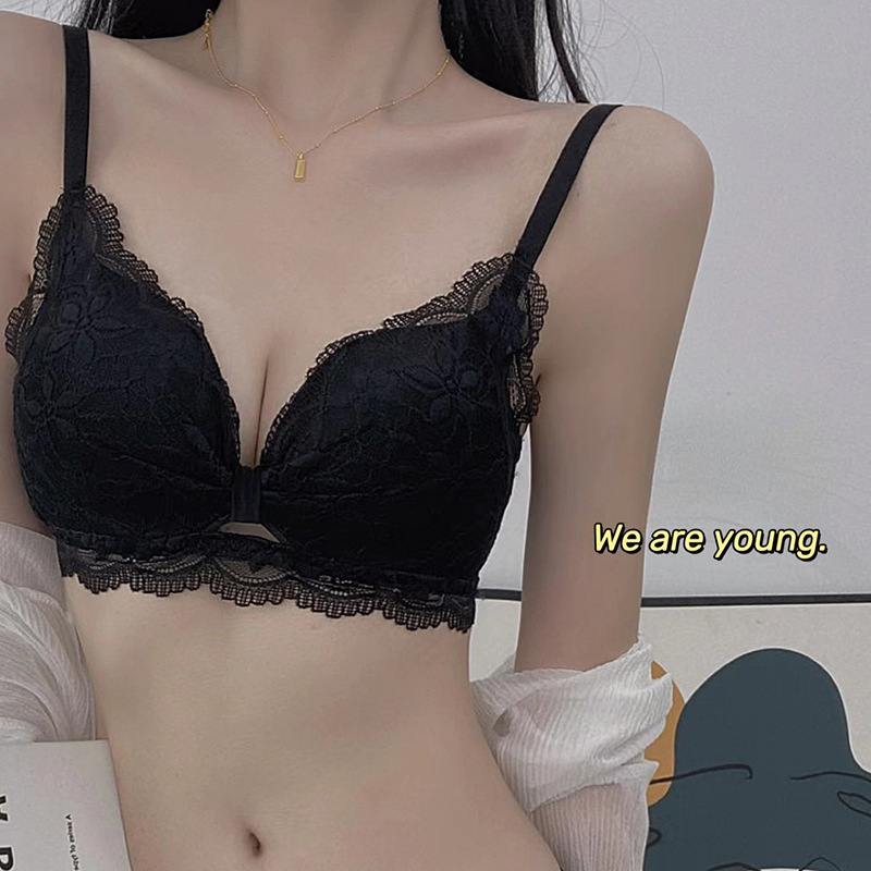 Seksi francuski čipkasti grudnjak za male grudi, bežični, podizanje i oblikovanje, prozračan i udoban