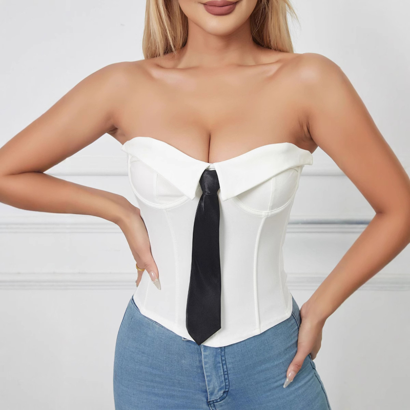 Viscose wrap bustier top s ribom kostima za oblikovanje tijela (Viscose • Bra wrap/tube top • Gather, Push up, Adjustable • 3/4 cup • Up to the abdomen)
