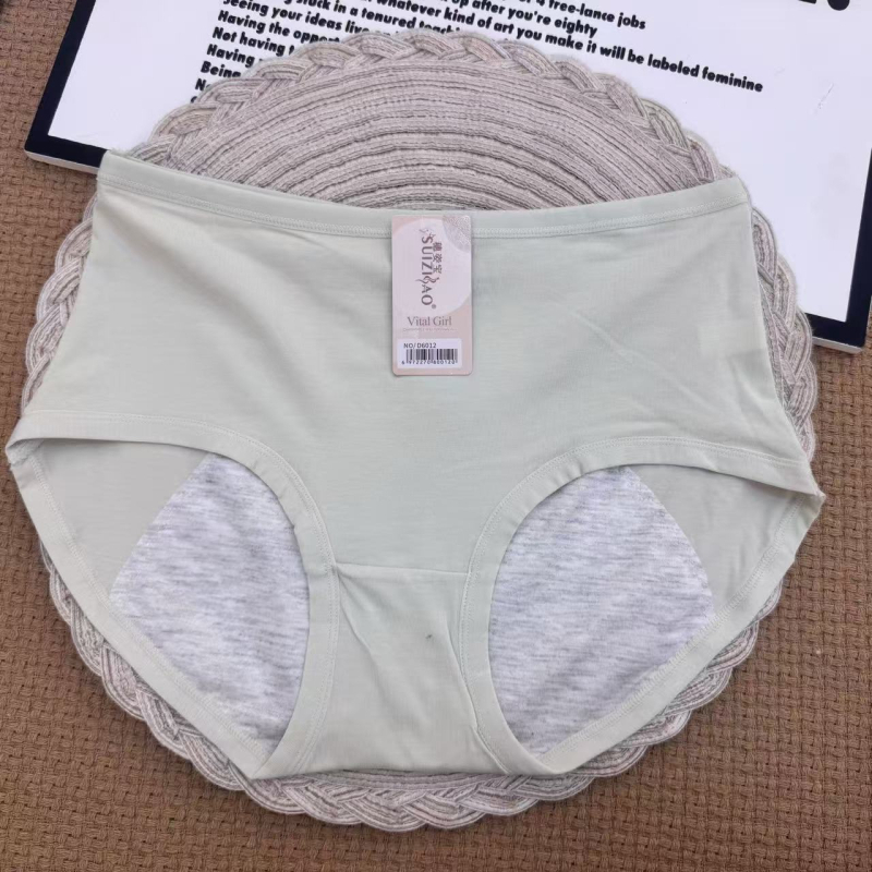 Γυναικείος εσώρουχος περιόδου, αναπνεύσιμος βαμβακερός ιστός 70–80%, μεσαία ζώνη μέσης, επένδυση 100% βαμβάκι, απλό ύφανση