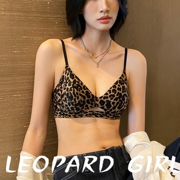 Leopard uzorkovan grudnjak za male grudi, bez žice, bez šavova, tanak i udoban, francuski stil trokuta