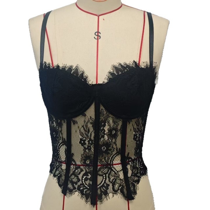 Top Naisen cu bretele, stil sling, croială slim, lungime scurtă 40–50 cm, imprimeu plante și flori