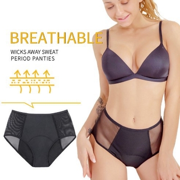 Ženske menstrualne gaćice sa četiri sloja, visoki struk, najlon 96–100%, podstava za područje pre stidnice poliester 96–100%