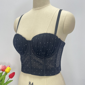 Bustier bez remena s kristalima i Fishbone korzetom, proziran, uski kroj