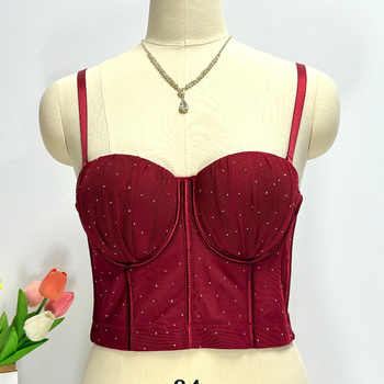 Bustier bez remena s kristalima i Fishbone korzetom, proziran, uski kroj