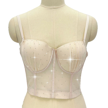 Bustier bez remena s kristalima i Fishbone korzetom, proziran, uski kroj
