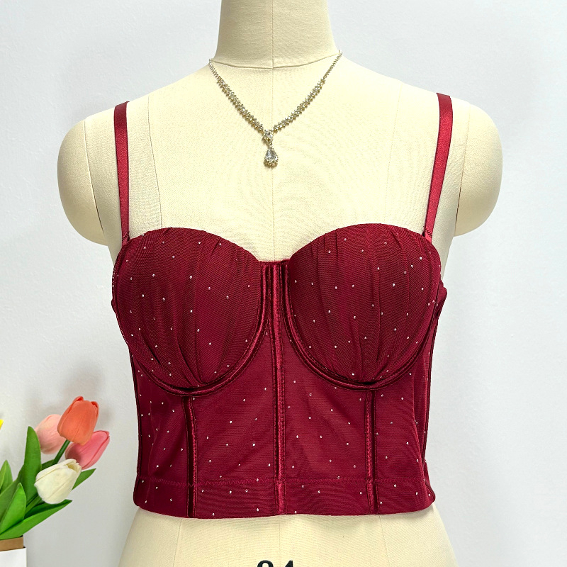 Bustier bez remena s kristalima i Fishbone korzetom, proziran, uski kroj
