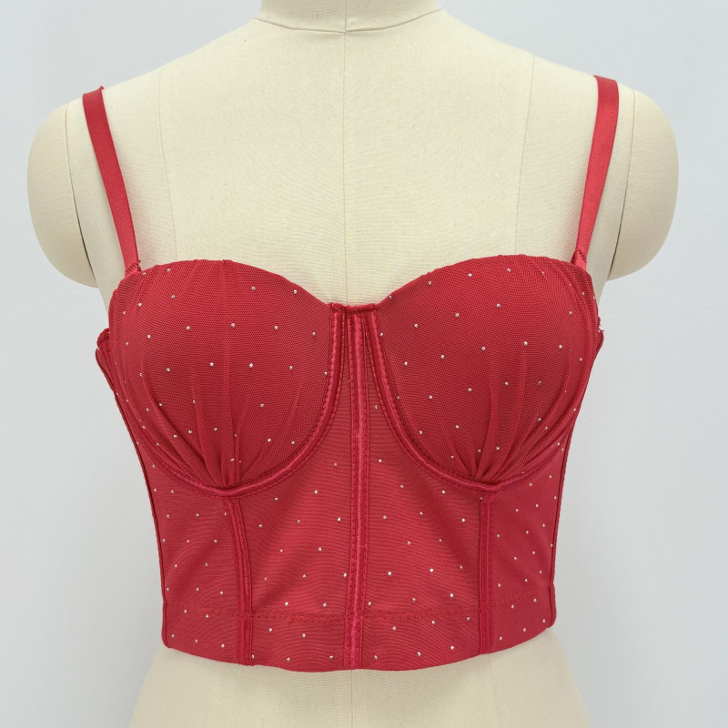 Bustier bez remena s kristalima i Fishbone korzetom, proziran, uski kroj