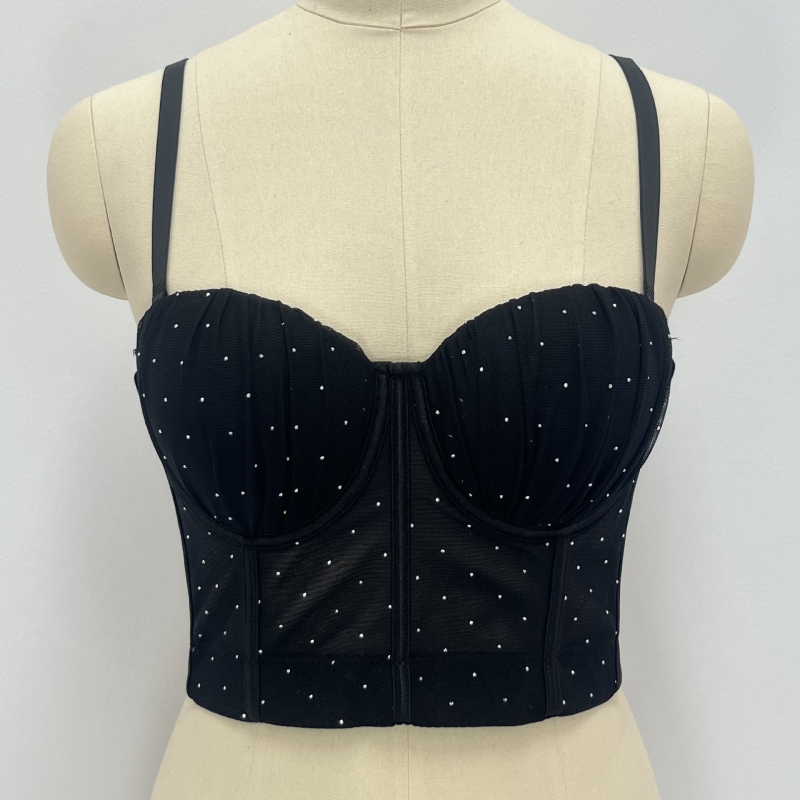 Bustier bez remena s kristalima i Fishbone korzetom, proziran, uski kroj