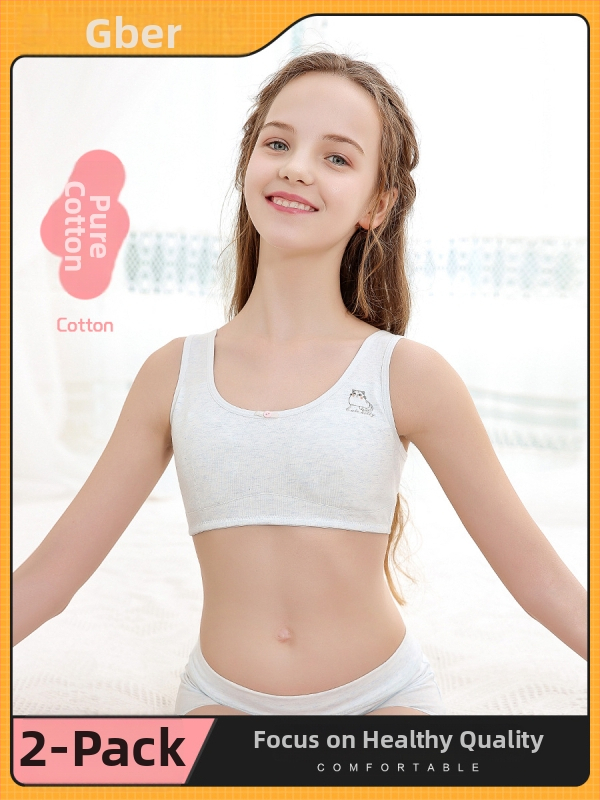 Detská bezšvová bavlnená podprsenka pre vývojové obdobie, bezpečnostná trieda A, 95% bavlna