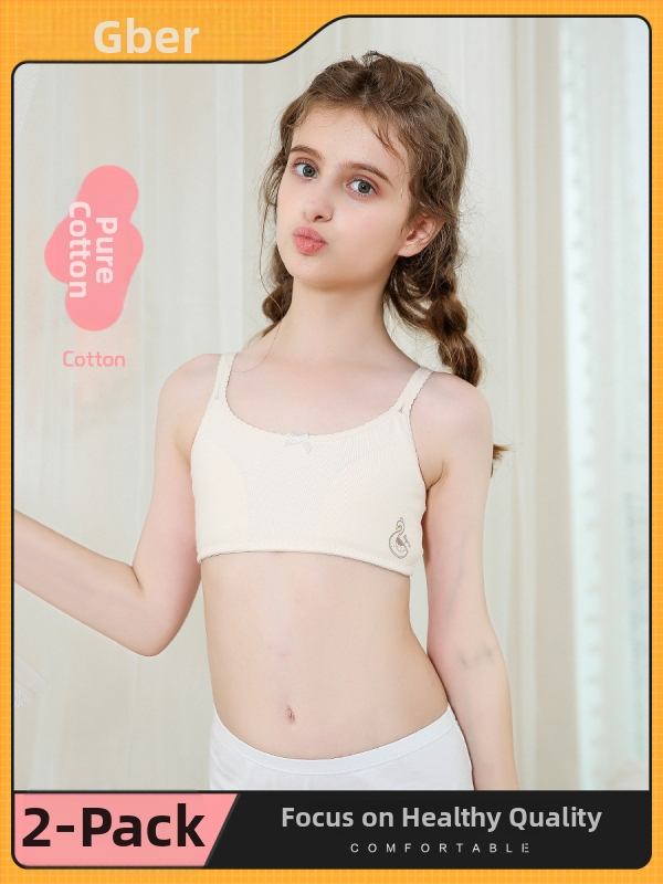 Detská bezšvová bavlnená podprsenka pre vývojové obdobie, bezpečnostná trieda A, 95% bavlna