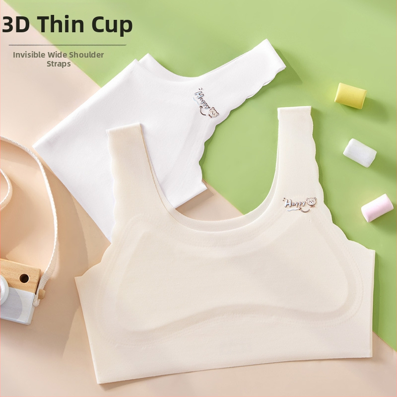 Tütarlapsele mõeldud õmblusteta puuvillane rinnahoidja arengu faasiks, turvalisuse klass A, 95% puuvill