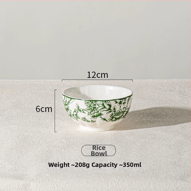 Porcelánová súprava riadu s kvetinovým vzorom — Rainforest séria, kruhový tvar, moderný minimalistický štýl