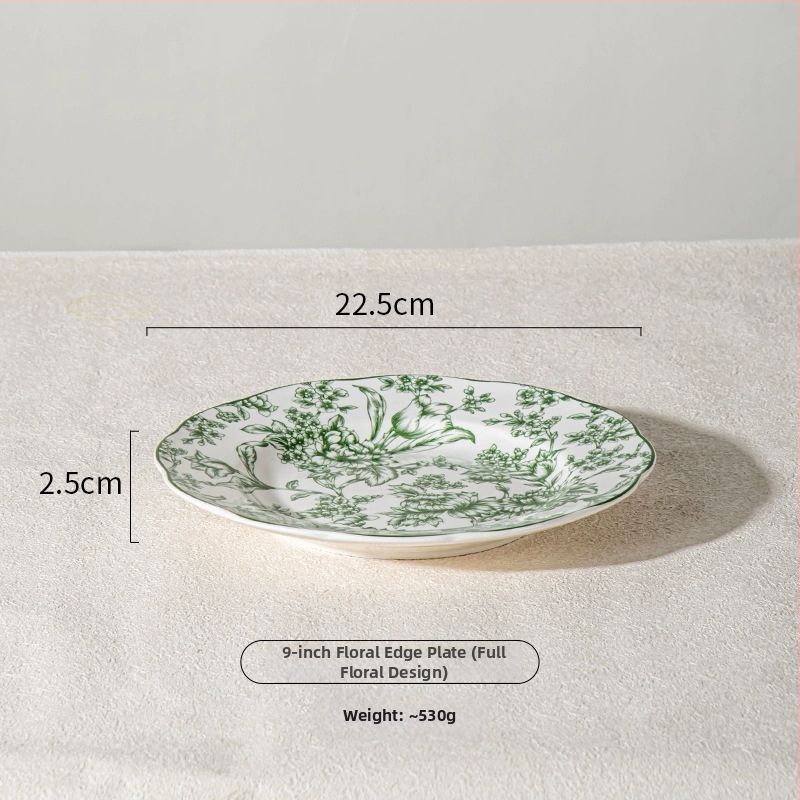 Porcelánová súprava riadu s kvetinovým vzorom — Rainforest séria, kruhový tvar, moderný minimalistický štýl