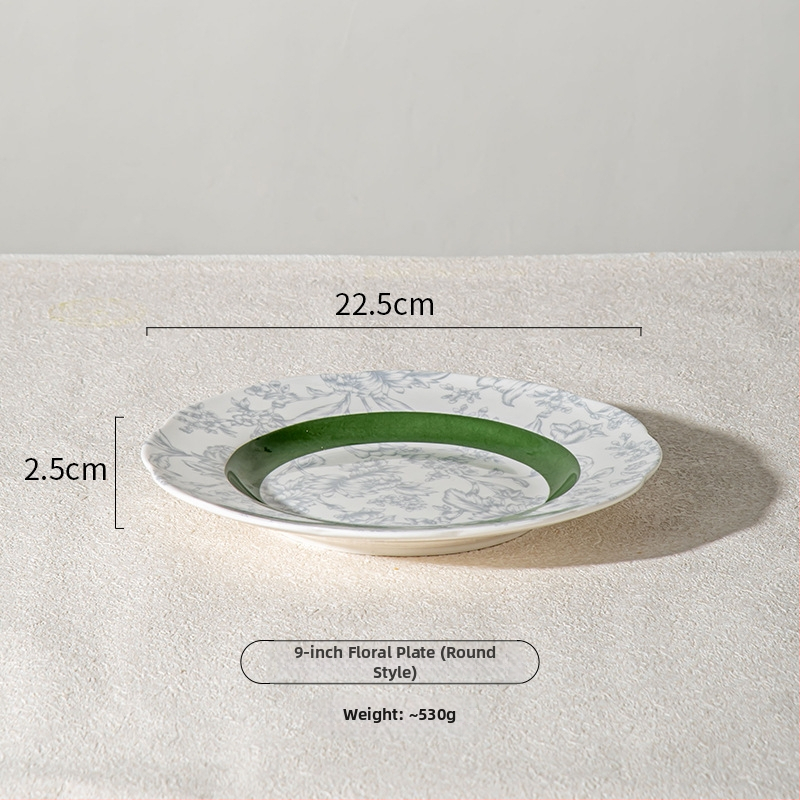 Porcelánová súprava riadu s kvetinovým vzorom — Rainforest séria, kruhový tvar, moderný minimalistický štýl