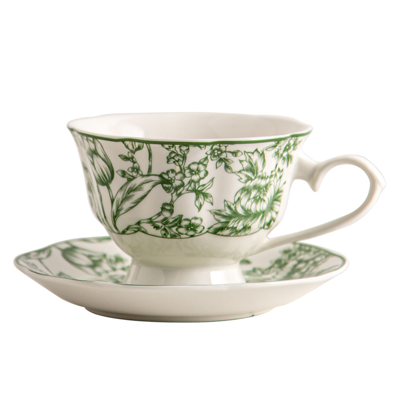 Porcelán étkészlet virágmintás — Rainforest sorozat, kerek forma, modern minimalista stílus