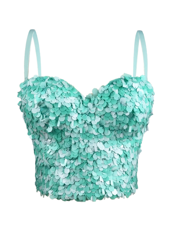 Camisole top sa šljokicama, uski kroj, ultra kratka duljina ≤40 cm, poliester 80–90%, odvojive naramenice