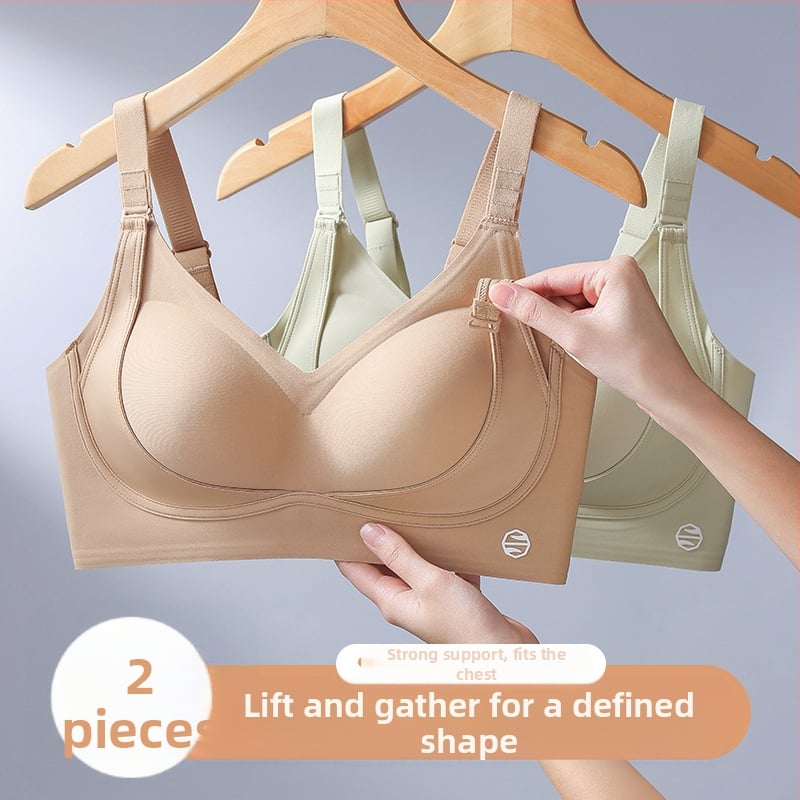 Сутиен от нейлонова материя, средно оформена чашка, фиксирани двойни презрамки, задни три реда закопчалки, повдигащ и регулиращ дизайн