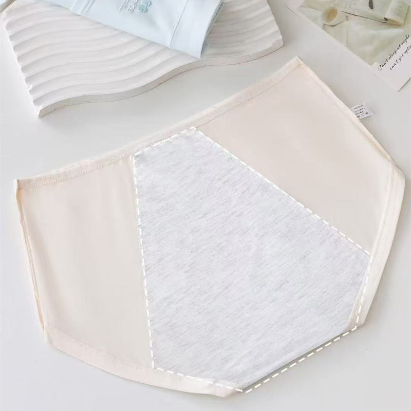Yingkaishi 3128 Ženske menstrualne gaćice srednje visine, pamuk, plus veličina, protiv curenja, udobne, nježne prema koži