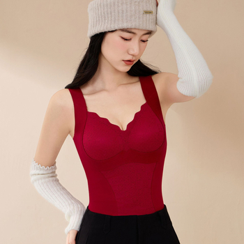 Ženska topla vest s fleksom s integriranom podrškom za prsni koš, V izrez, debeli materijal njemački fleece