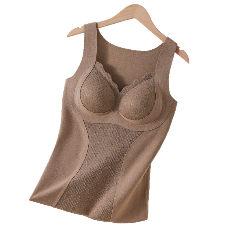 Ženska topla vest s fleksom s integriranom podrškom za prsni koš, V izrez, debeli materijal njemački fleece