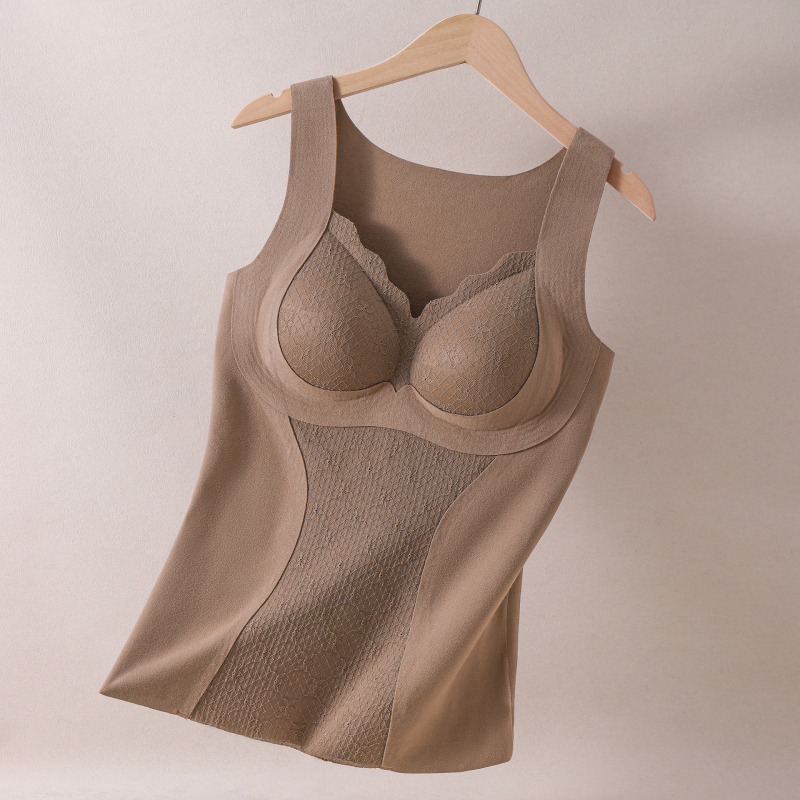 Ženska topla vest s fleksom s integriranom podrškom za prsni koš, V izrez, debeli materijal njemački fleece