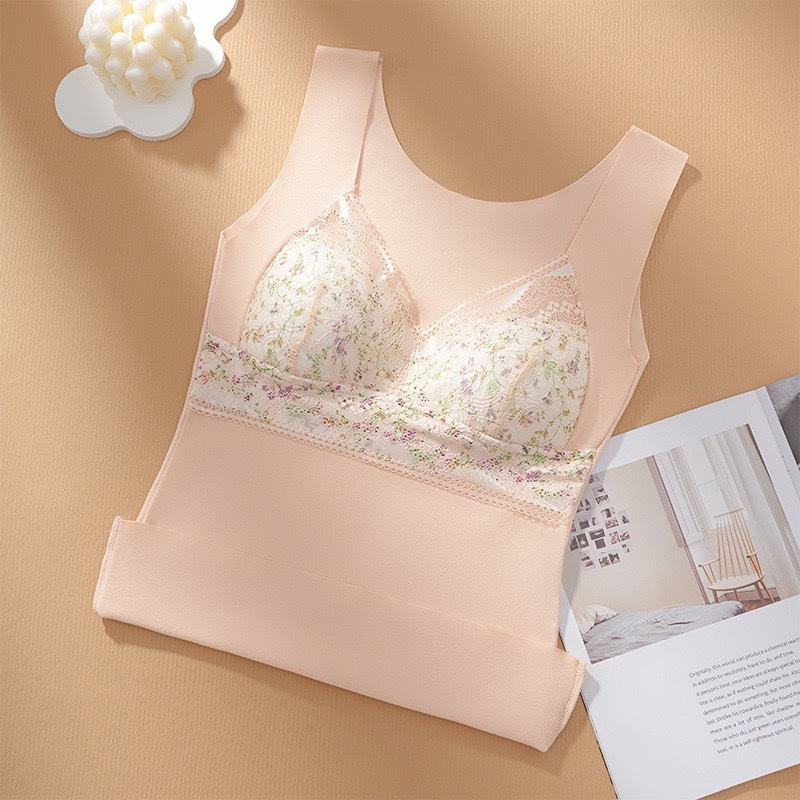 Ženski termalni top – bezšavni, s ugrađenim grudnjakom i jastučićima, okrugli izrez, 70–80% akrilna vlakna, 201–250 g/m²