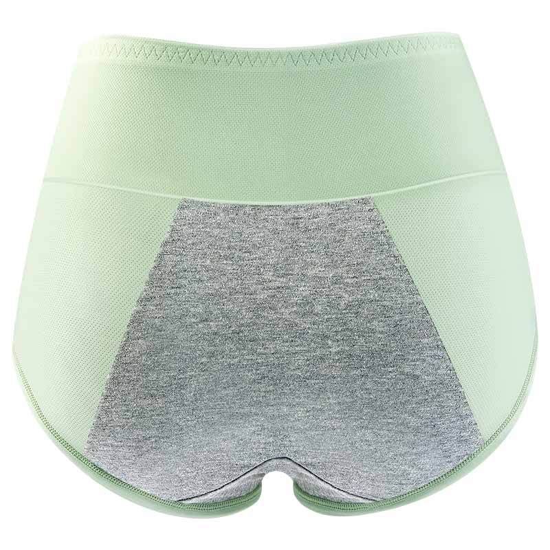 Ženske menstrualne gaćice sa srednjim strukom, otporne na curenje, prozračne, brzo sušeće; glavni materijal: najlon 86%; intimi panel 100% pamuk; za mlade žene 18–40.