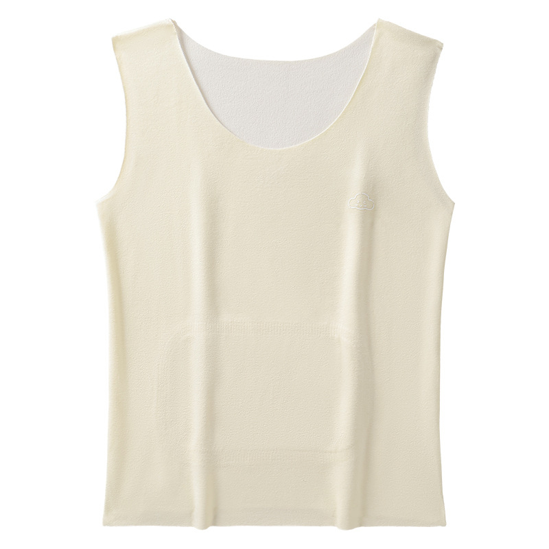 Vestă termică pentru copii din poliester, căptușeală de catifea, dublă stratificare, cu glugă, cu aplicații; pentru copii 7–12 ani.