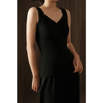 Vesta termică pentru femei, cu pernă încorporată la bust, dublu strat, decolteu în V, poliester