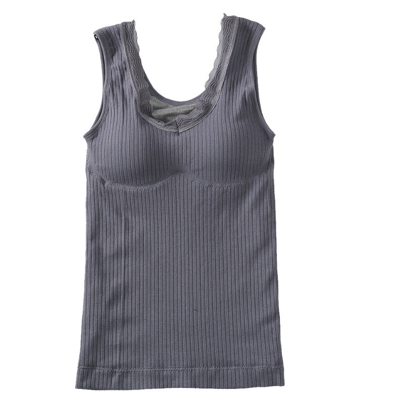 Vesta termică cu căptușeală din fleece, țesătură din nylon, decolteu în V, fără cusături, dublu strat