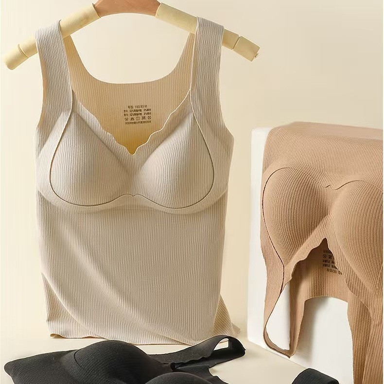 Vesta termică cu pernă încorporată pentru bust, top all-in-one de bază, poliester gros, decolteu în V
